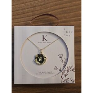 A New Day 14k Gold Dipped 16 Inch 3" Extender Necklace K Initials S20